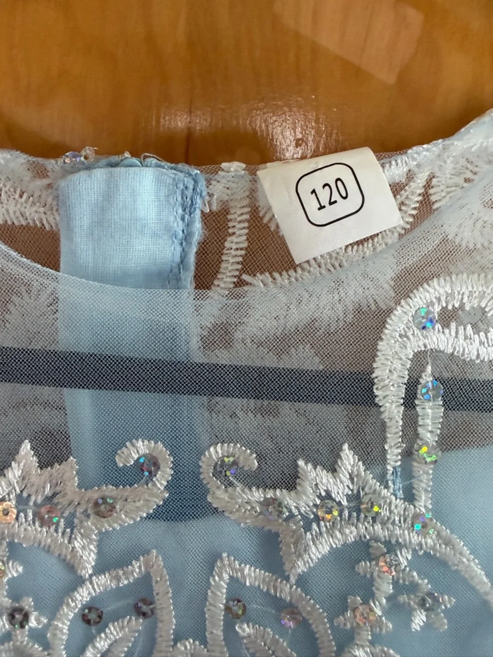 Girls Light Blue Tulle Party Dress with Embroidered Bodice size 6X/7 - Picture 3 of 3